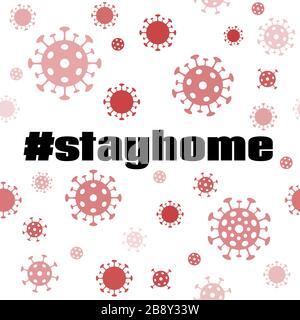 Stay home vector banner. Coronavirus quarantine illustration for social media message. Covid-19 prevention Stock Vector