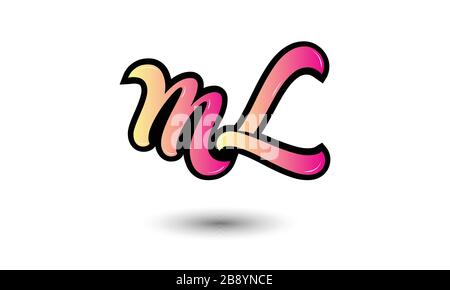 Elegant ML Letter Linked Monogram Logo Design Stock Vector