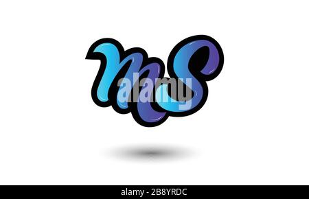 Creative modern elegant trendy unique artistic blue and white color MS SM M S initial based letter icon logo. Stock Vector