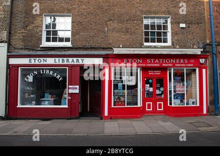 Eton, Windsor, Berkshire, UK. 22nd March, 2020. Eton High Street is much quieter than normal. Eton College has closed early and many people are self isolating or working from home. Credit: Maureen McLean/Alamy Stock Photo