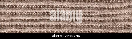 New linen canvas background in stylish brown color, perfect texture for your awesome creative work. Seamless panoramic texture. Stock Photo