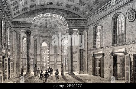 interior view of the American Stock Exchange, New York City, 1857 Stock Photo