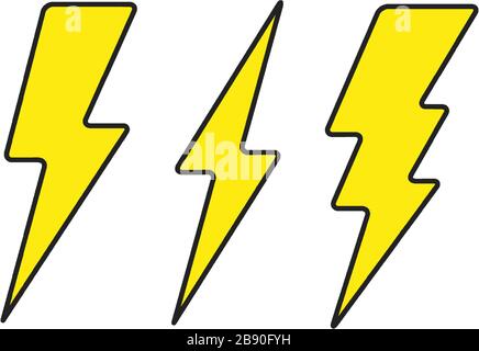 The lightning symbol set. Different shapes. Flat vector illustration. Stock Vector