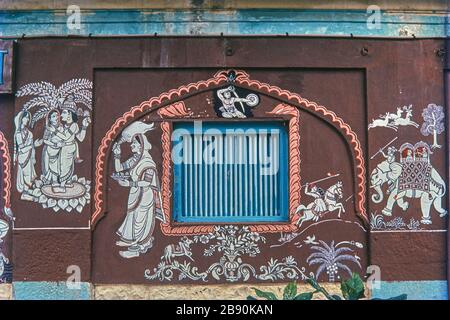 16 Feb 2020 Peshwa style wall painting , top of Parvati hill ; Pune ; Maharashtra ; India Stock Photo