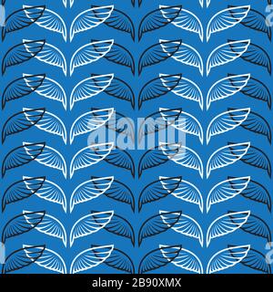 Angel wings blue sketch pattern Stock Vector
