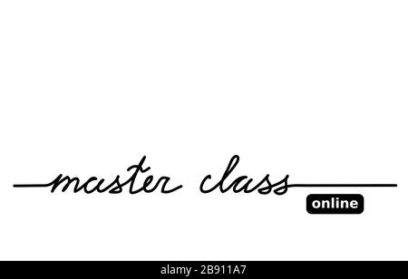Master class online vector lettering, web banner. Online button. Stock Vector