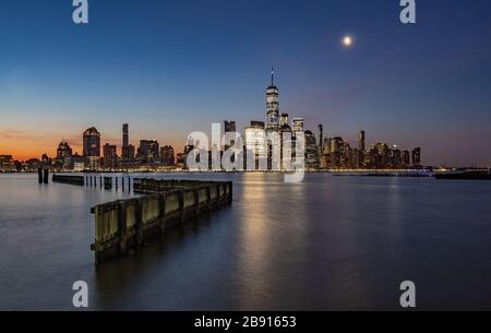 City Skyline at Night Stock Photo