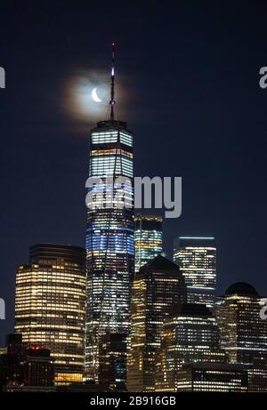 City Skyline at Night Stock Photo