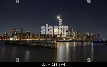 City Skyline at Night Stock Photo