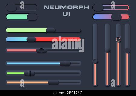 neumorphic UI circle set Stock Vector