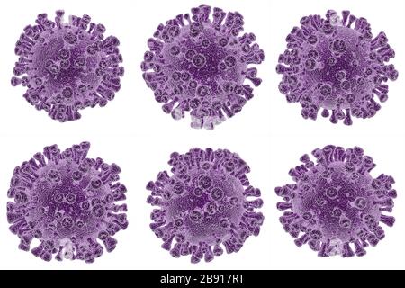 Wonderful set with the image of bacteria isolated on a white background purple coronavirus 2020 Stock Photo