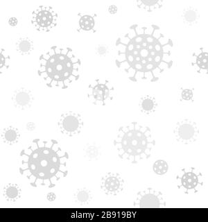 Coronavirus seamless patten. Vector light gray minimal background with covid-19 virus Stock Vector