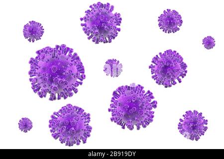 Wonderful set with the image of bacteria isolated on a white background purple coronavirus 2020 Stock Photo