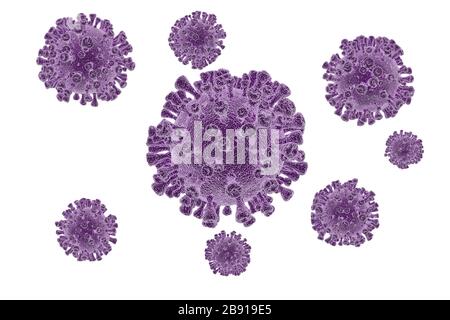 Wonderful set with the image of bacteria isolated on a white background purple coronavirus 2020 Stock Photo