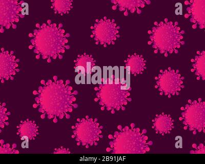 Coronavirus disease COVID-19. Virus cell seamless pattern. 2019-nCoV, middle east respiratory syndrome. Pandemic of coronavirus. Vector illustration Stock Vector
