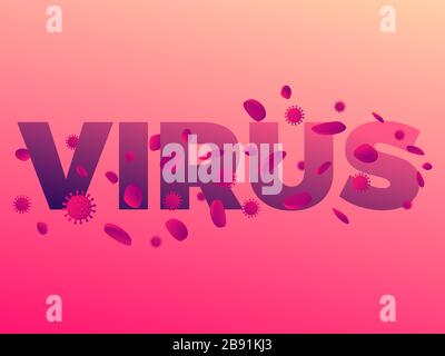 Red blood cells and viral bacteria on the background of the text. Coronavirus disease COVID-19. Vector illustration Stock Vector