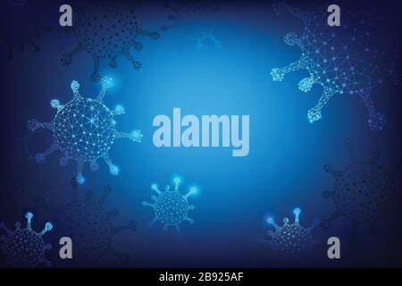 Abstract background with 3D wireframe virus cyber futuristic concept, vector illustration Stock Vector