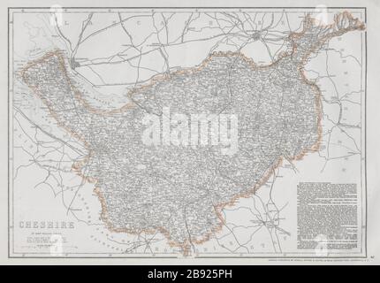 CHESHIRE. Antique county map. Railways. WELLER 1868 old plan chart Stock Photo