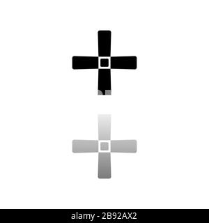 Halloween Grave Cross. Black symbol on white background. Simple illustration. Flat Vector Icon. Mirror Reflection Shadow. Can be used in logo, web, mo Stock Vector