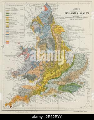 antique geological map England Wales R Murchison 1842 British geology art poster 