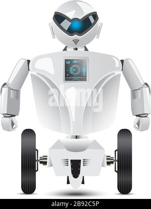 Humanoid robot on wheels Stock Vector