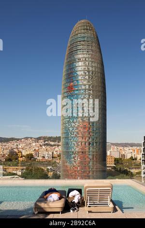 Agbar tower, Barcelona, Catalonia. Spain Stock Photo