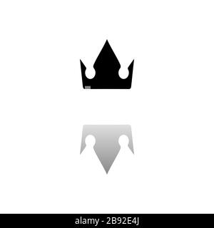 Crown. Black symbol on white background. Simple illustration. Flat Vector Icon. Mirror Reflection Shadow. Can be used in logo, web, mobile and UI UX p Stock Vector