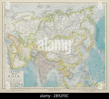 ASIA. British India Hedjaz China Arabia Persia Siam Beloochistan. LETTS 1884 map