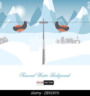 Winter landscape background in flat style Stock Vector