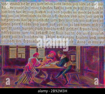 Sign of a schoolmaster (adult side), 1516, mixed technique on spruce, 55.3 x 65.5 cm, Not marked, but dated in the text box: who someone likes to learn the world scholarly [...] and read the all, kurzisten grundt the jeman, Erdencken can do so by anyone who can not nit a, buochstaben the may like and soon understands a reason do through him, her in the self-learning [n] sin blame uff rub and read • and who can, n learn kan so awkward, I would have lured him to death and to give and give, and to give of all in the world to him, he, she, well, burger, ouch, hand-to-hand, and fugen, and fawns, m] Stock Photo