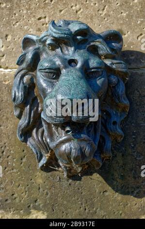A lion's head on the Atholl Memorial Fountain, Dunkeld, Perthshire, Scotland. Stock Photo