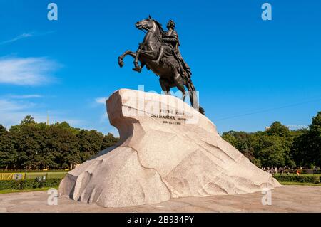 The Bronze Horseman statue to Peter the Great, St Petersburg, Russia Stock Photo