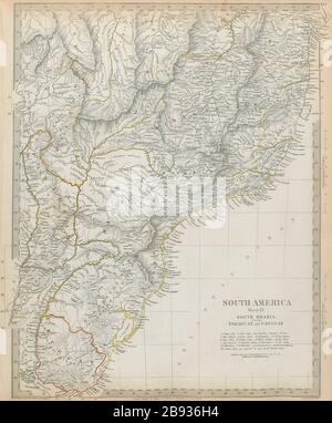 SOUTH BRAZIL with PARAGUAY & URUGUAY. Bahia Minas Gerais Sao Paolo SDUK 1844 map