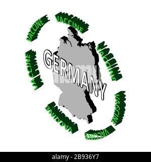 The concept of protecting the country's population from coronavirus, a vaccine against coronavirus, covid-19. Vector isometric map of Germany surround Stock Vector