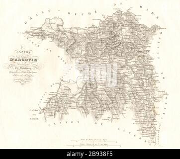 Canton d'Argovie. Aargau Argovia. Schweiz Suisse Switzerland. DUVOTENAY 1837 map Stock Photo