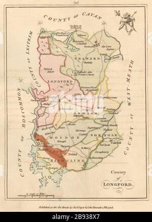 County of Longford, Leinster. Antique copperplate map by Scalé / Sayer 1776 Stock Photo