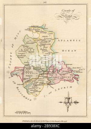 County of Sligo, Connaught. Antique copperplate map by Scalé / Sayer 1776 Stock Photo