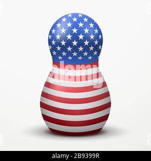 Russian matrioshka in USA flag color. Stock Vector