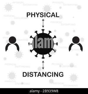 Background Physical Distancing warning. Physical Distancing about coronavirus or covid-19 Stock Vector
