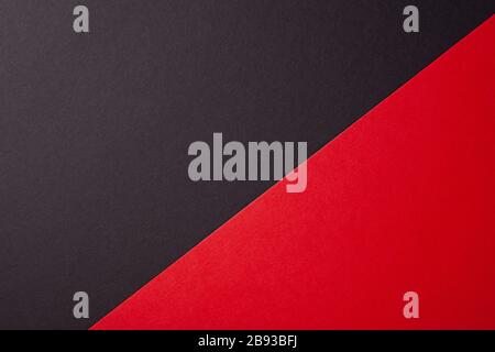 Black and red color paper background, texture, copy space, diagonal, drama concept. Stock Photo