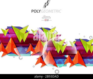 Polygeometric abstract colorful background template Stock Vector