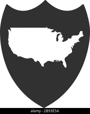 USA map on security shield. Stock Vector illustration isolated on white background. Stock Vector
