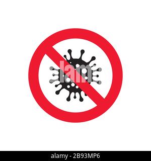 coronavirus red round prohibition sign. stop covid-19 pandemic badge. stop coronavirus design concept. vector illustration Stock Vector