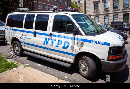 New York, USA - June 29, 2018: NYPD vehicle parked by a street on Staten Island. Stock Photo