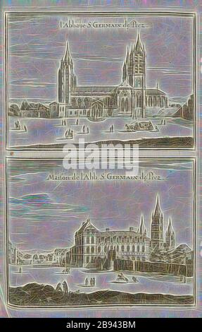 The Abbey S. Germain de Prez and House of the Abbey S. Germain de Prez, Saint-Germain-des-Prés church and abbey in Paris, Fig. 23, p. 64, Martin Zeiller: Topographia Galliae, oder, Beschreibung und Contrafaitung der vornehmbsten und bekantisten Oerter in dem mächtigen und grossen Königreich Franckreich: beedes auss eygner Erfahrung und den besten und berühmbtesten Scribenten so in underschiedlichen Spraachen davon aussgangen seyn auch auss erlangten Bericht- und Relationen von etlichen Jahren hero zusammengetragen in richtige Ordnung gebracht und auff begehren zum Druck verfertiget. Bd. 1. Fra Stock Photo