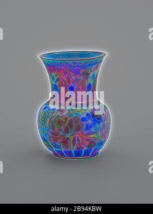 vase in box, cloisonné enamel, H: 3 in., Asian Art, Reimagined by Gibon, design of warm cheerful glowing of brightness and light rays radiance. Classic art reinvented with a modern twist. Photography inspired by futurism, embracing dynamic energy of modern technology, movement, speed and revolutionize culture. Stock Photo