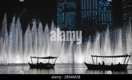 The dancing fountain in Dubai. United Arab Emirates. Stock Photo