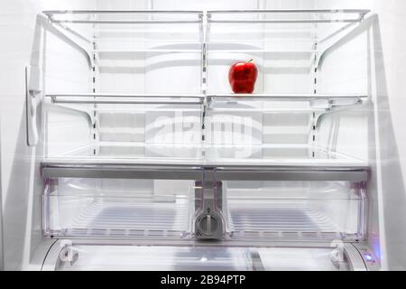 Red apple in refrigerator Stock Photo