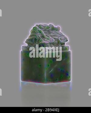 Studio Seal, Qing dynasty, Qing dynasty, 1700s, green nephrite, No measurement details., Asian Art, Reimagined by Gibon, design of warm cheerful glowing of brightness and light rays radiance. Classic art reinvented with a modern twist. Photography inspired by futurism, embracing dynamic energy of modern technology, movement, speed and revolutionize culture. Stock Photo