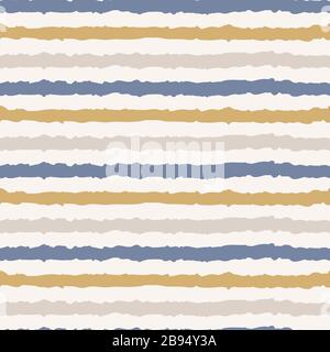 Hand drawn whimsical wavy scribble stripe seamless pattern. Vector painterly textured organic irregular grunge striped background. Playful abstract Stock Vector
